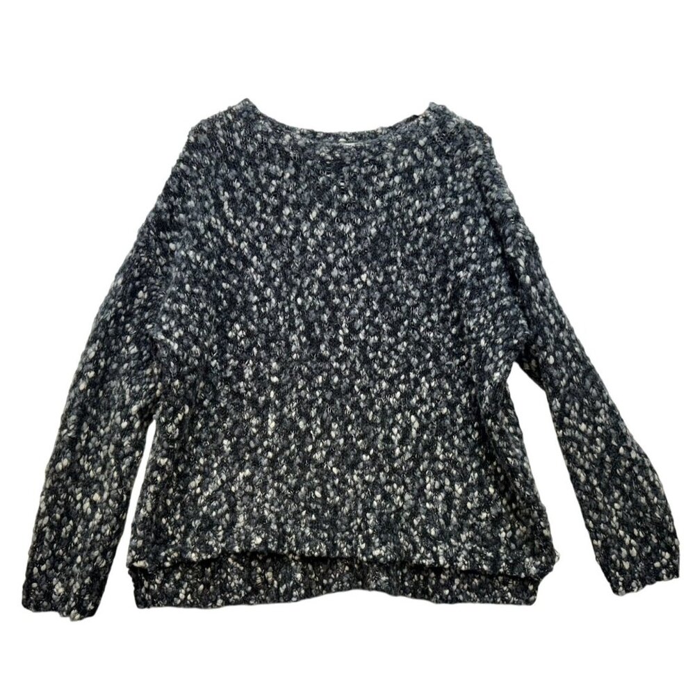 J. Jill Womens Wool Blend Sweater XL Gray & White Textured Pullover